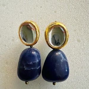 Kundan and blue stone earrings